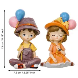eCraftIndia Multicolor Resin Nordic Style Cute Couple Showpiece Dolls - Set of 2 image 4