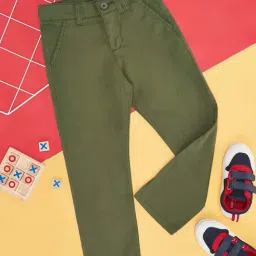 Pantaloons Junior Cedar Green Regular Fit Trousers-picture-48