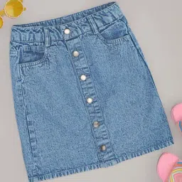Pantaloons Junior Girls Medium Blue Cotton Solid Skirts & Skorts & Shorts-picture-35