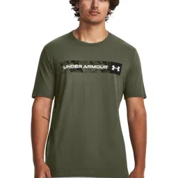 Under Armour Green Cotton Regular Fit Logo Printed Sports T-Shirt-image-99