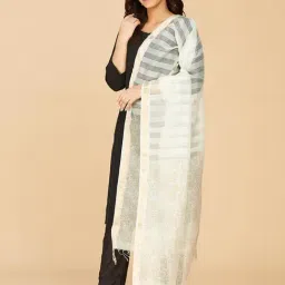Fabindia Off-White Printed Dupatta-image-1