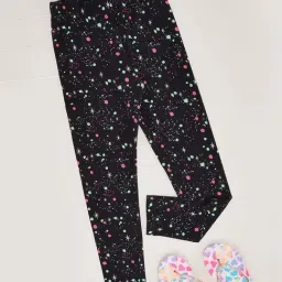 Pantaloons Junior Girls Jet Black Printed Legging-image-65