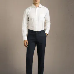 Louis Philippe Navy Slim Fit Trousers image 5