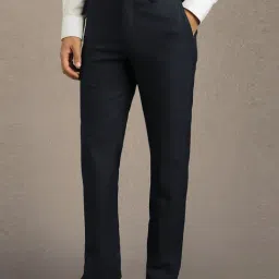 Louis Philippe Navy Slim Fit Trousers image 3