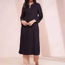 Fabindia Black Woven Pattern Straight Kurta-image-28