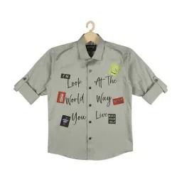 Cavio Kids Grey Cotton Printed Full Sleeves Shirt-picture-37