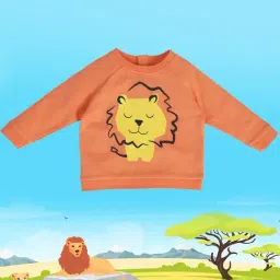 MINIKLUB Kids Orange Printed Full Sleeves Sweatshirt-image-23