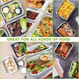 UMBRELLA CORPORATION 450 ml Silver Foil Container with Lid Disposable Aluminium Parcel Box for Serving Hot & Dry Food (Pack of 50) image 3