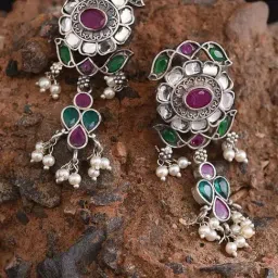 Jaypore Silver Aparoopa Dangler Necklace & Earring Set image 5