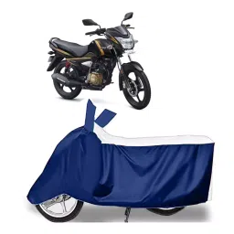 Auto Pearl Two Wheeler Cover for TVS Victor Premium - White, Blue-picture-42