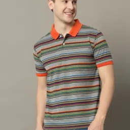 GET GOLF Men Striped Polo Collar Cotton T-shirt-picture-32