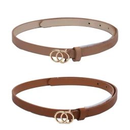 Aldo Brown Leather Narrow Belt for Women-picture-4