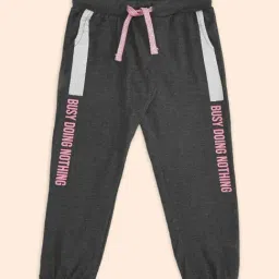 Pantaloons Junior Kids Anthra Grey Cotton Printed Trackpants-picture-29