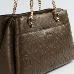 Elle Brown Logo Shoulder Handbag image 3