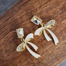 Zhouse Gold-Plated Crystals Studded Contemporary Drop Earrings image 2