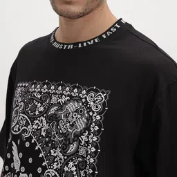 The Roadster Life Co. Printed Drop-Shoulder Sleeves Pure Cotton Relaxed Fit T-shirt image 2