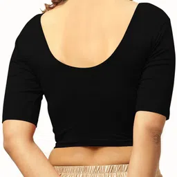 the blazze 1303 Women's Cotton Scoop Neck Backless Elbow Sleeve Crop Top Readymade Saree Blouse for Women's image 2