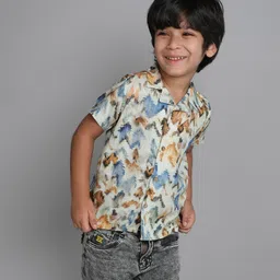 Taffykids Half Sleeves Abstract Printed Shirt - Multi Colour-picture-19