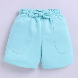 Kidcity Cotton Loop Bow Applique Detailed Shorts - Pista Green-picture-14