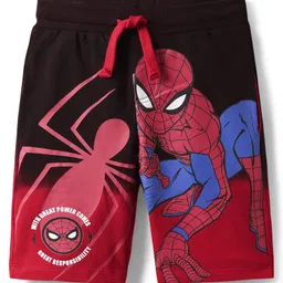 Pine Kids Marvel 100% Cotton Above Knee Length Shorts With Spiderman Graphics - Red image 1