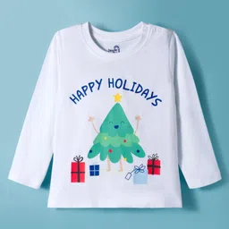 Doodle Poodle 100% Cotton Knit Full Sleeves T-Shirt with Christmas Graphic - White-picture-17