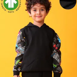 Anthrilo Fleece Knit Full Sleeves Truck Printed With Comfort Fit Hoodie - Black-picture-15