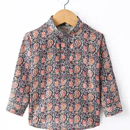 Dapper Dudes Full Sleeves Paisley Printed Kurta Style Shirt - Multi Colour image 2