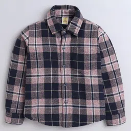 Aww Hunnie Woollen Full Sleeves Checked Shirt - Peach image 3