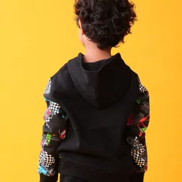 Anthrilo Fleece Knit Full Sleeves Truck Printed With Comfort Fit Hoodie - Black image 3