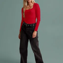 Maheshvi Women Square Neck Long Sleeves Fitted Top-picture-34