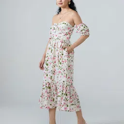 20Dresses Women Floral Print Off-Shoulder Fit & Flare Midi Dress image 4