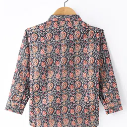 Dapper Dudes Full Sleeves Paisley Printed Kurta Style Shirt - Multi Colour image 3