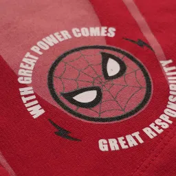 Pine Kids Marvel 100% Cotton Above Knee Length Shorts With Spiderman Graphics - Red image 3