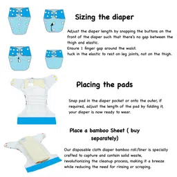 Dumbledo One Size Cloth Diaper with Hemp & Cotton Pad/Insert - Leak-Proof, Stylish, Superior Absorbency - Adjustable For 3 Months to 3 Years, Pack of 5 image 4