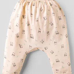 Pink Rabbit Single Jersey Knit Full Length Diaper Leggings With Panda Print Pack Of 2 - Light Green & Peach image 4