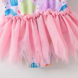 Babyhug Sleeveless Frock Swimsuit Ice Cream Print - Pink image 5