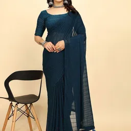 Zeenat Duniya Striped Embroidered Pure Chiffon Saree-picture-36