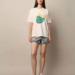 Only White Printed Oversized Cotton T-Shirt image 4