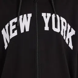 Styli Black Cotton Printed Hoodie image 4