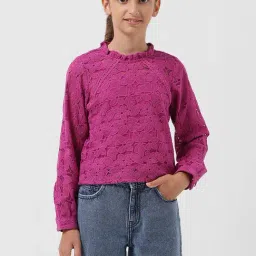 VERO MODA GIRL Purple Embroidered Full Sleeves Top-image-43