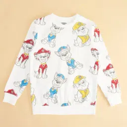 Pantaloons Junior Ecru Printed Cotton Regular Fit Sweatshirt image 3