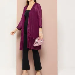 Qurvii Purple Striped Shrug image 4