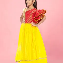 Aarika Kids Red & Yellow Embroidered Lehenga Cholis image 4