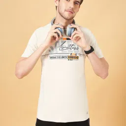 Ajile By Pantaloons Beige Cotton Slim Fit Printed T-Shirt image 4