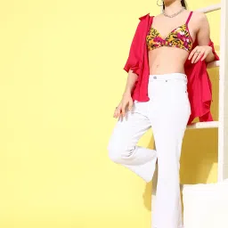 Leading Lady Yellow Floral Print Full Coverage T-Shirt Bra image 4