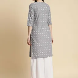 Rangita Orange & Grey Cotton Printed Straight Kurta - Pack Of 2 image 4