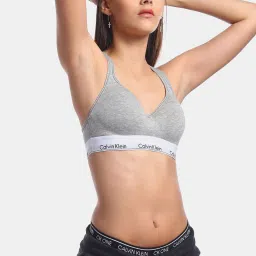 CALVIN KLEIN Grey Plain Sports Bra image 4