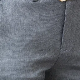 Raymond Grey Melange Slim Fit Flat Front Trousers image 4