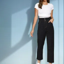 Kotty Black Cotton Lycra Solid Jeans image 4