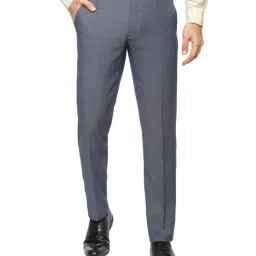 Van Heusen Blue Slim Fit Flat Front Trousers-image-0